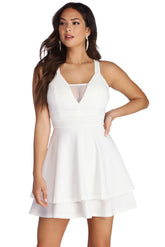 Robe patineuse en maille superposée